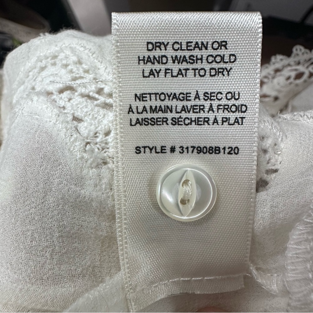 REBECCA TAYLOR CROCHET LACE EYELET PEPLUM TOP MOCK NECK COQUETTE GIRL size 4 - Picture 10 of 11